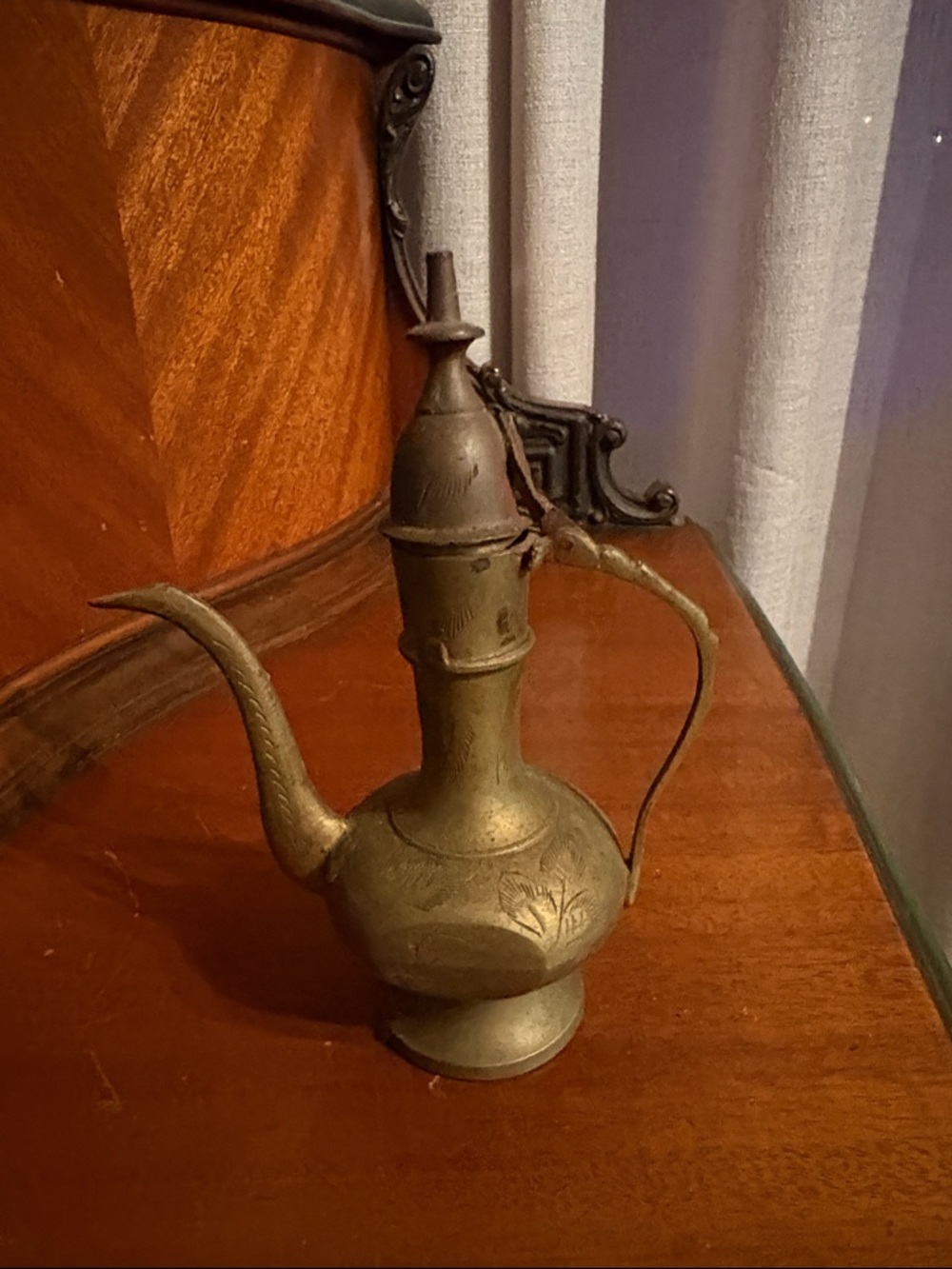 Antique Brass Middle Eastern Ewer Pitcher - Gold Tone